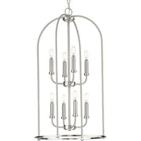 Leyden Collection Eight-Light Brushed Nickel Farmhouse Style Foyer Pendant Light - Dry Location Listed