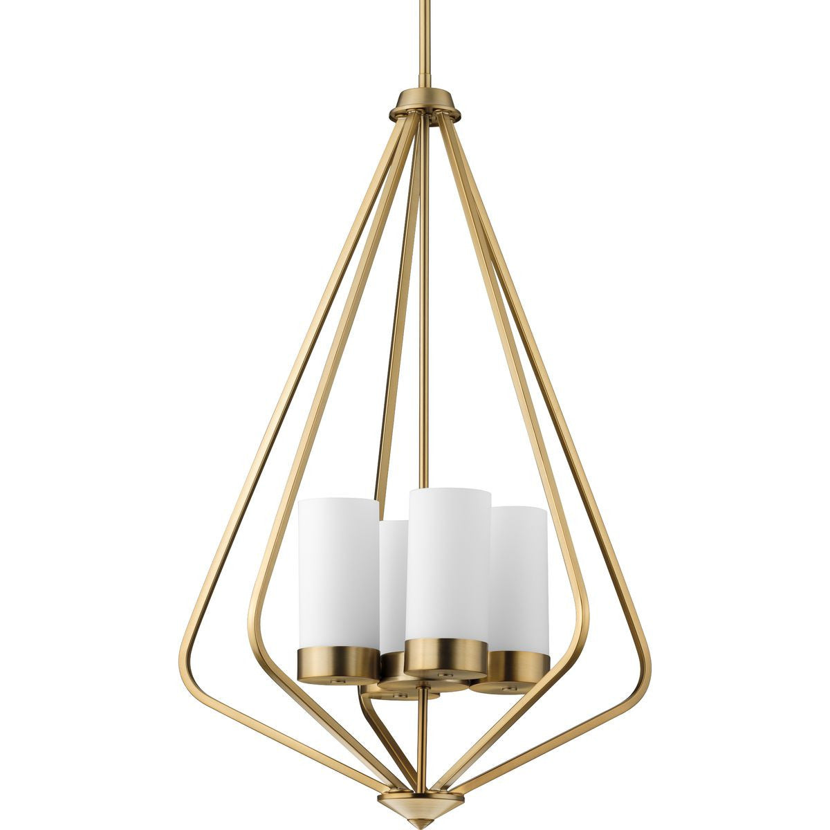 Progress Lighting Hall & Foyer Light - Elevate Collection Four-Light Brushed Bronze and Etched White Glass Modern Style Hanging Pendant Light - Model P500305-109