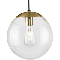 Atwell Collection 10-inch Brushed Bronze and Clear Glass Globe Medium Hanging Pendant Light - Dry Location Listed