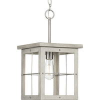 Hedgerow Collection One-Light Brushed Nickel and Grey Washed Oak Farmhouse Style Hanging Mini-Pendant Light - Dry Location Listed