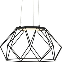 Geodesic LED Collection Matte Black Modern Style Medium Hanging Pendant Light - Damp Location Listed