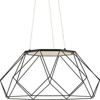 Geodesic LED Collection Matte Black Modern Style Large Hanging Pendant Light - Damp Location Listed