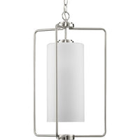 Merry Collection One-Light Brushed Nickel and Etched Glass Transitional Style Foyer Pendant Light - Dry Location Listed