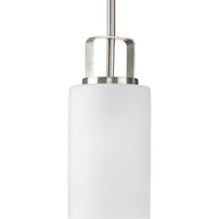 League Collection One-Light Brushed Nickel and Etched Glass Modern Farmhouse Mini-Pendant Hanging Light