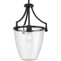 Parkhurst Collection One-Light New Traditional Matte Black Clear Glass Mini-Pendant Light - Dry Location Listed