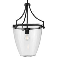 Parkhurst Collection One-Light New Traditional Matte Black Clear Glass Pendant Light - Dry Location Listed