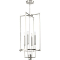 Elara Collection Four-Light New Traditional Brushed Nickel Chandelier Foyer Light - Dry Location Listed