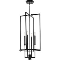 Elara Collection Four-Light New Traditional Matte Black Chandelier Foyer Light - Dry Location Listed