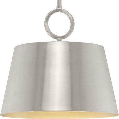 Parkhurst Collection One-Light New Traditional Brushed Nickel Metal Pendant Light - Dry Location Listed