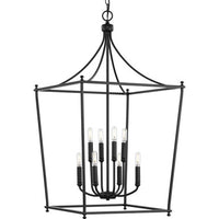 Parkhurst Collection Eight-Light New Traditional Matte Black Chandelier Foyer Light - Dry Location Listed
