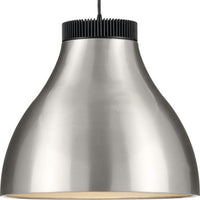 Radian LED Collection Modern Brushed Nickel Metal Pendant - Damp Location Listed - Model P500373-009-30