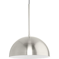 Perimeter Collection One-Light Brushed Nickel Mid-Century Modern Pendant with metal Shade - Dry Location Listed - Model P500380-009