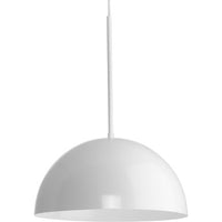Perimeter Collection One-Light White Mid-Century Modern Pendant with metal Shade - Dry Location Listed - Model P500379-030