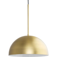 Perimeter Collection One-Light Brushed Gold Mid-Century Modern Pendant with metal Shade - Dry Location Listed - Model P500380-191