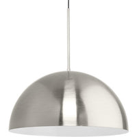 Perimeter Collection One-Light Brushed Nickel Mid-Century Modern Pendant with metal Shade - Dry Location Listed - Model P500380-009