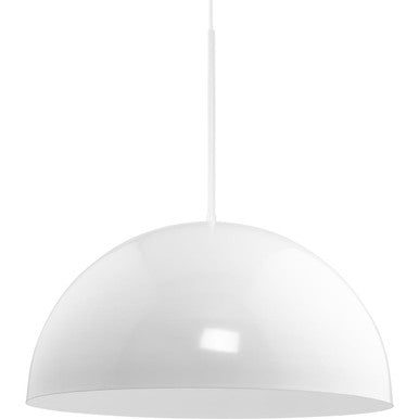 Perimeter Collection One-Light White Mid-Century Modern Pendant with metal Shade - Dry Location Listed - Model P500380-030