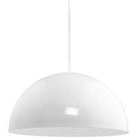Perimeter Collection One-Light White Mid-Century Modern Pendant with metal Shade - Dry Location Listed - Model P500380-030