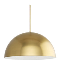Perimeter Collection One-Light Brushed Gold Mid-Century Modern Pendant with metal Shade - Dry Location Listed - Model P500380-191