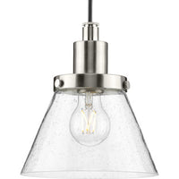 Hinton Collection One-Light Brushed Nickel Modern Farmhouse Pendant - Dry Location Listed - Model P500382-009