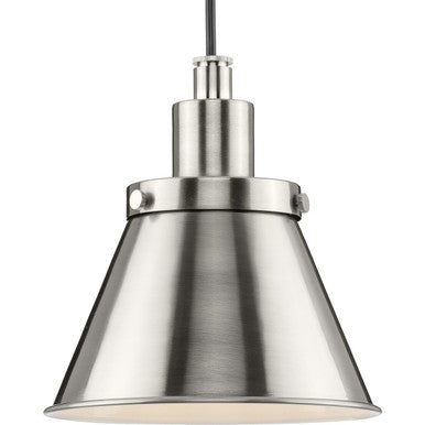 Hinton Collection One-Light Brushed Nickel Modern Farmhouse Pendant - Dry Location Listed - Model P500383-009
