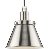 Hinton Collection One-Light Brushed Nickel Modern Farmhouse Pendant - Dry Location Listed - Model P500383-009
