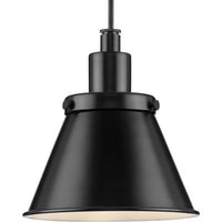 Hinton Collection One-Light Matte Black Modern Farmhouse Pendant - Dry Location Listed - Model P500385-31M