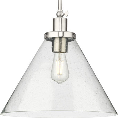 Hinton Collection One-Light Brushed Nickel Modern Farmhouse Pendant - Dry Location Listed - Model P500385-009