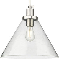 Hinton Collection One-Light Brushed Nickel Modern Farmhouse Pendant - Dry Location Listed - Model P500384-009