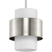 Silva Collection One-Light Brushed Nickel White Linen Shade Pendant - Dry Location Listed