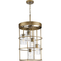 Burgess Collection Five-Light Aged Bronze Modern Farmhouse Hall & Foyer Light - Dry Location Listed