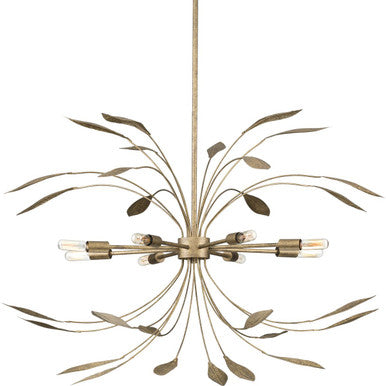 Mariposa Collection Eight-Light Antique Gold Hanging Pendant Light - Dry Location Listed