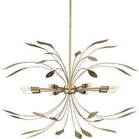 Mariposa Collection Eight-Light Antique Gold Hanging Pendant Light - Dry Location Listed