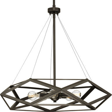 Saucedo Collection Five-Light Architectural Bronze Modern Pendant - Dry Location Listed