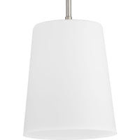 Clarion Collection One-Light Brushed Nickel Etched White Transitional Pendant - Dry Location Listed - Model P500429-009