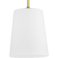 Clarion Collection One-Light Satin Brass Etched White Transitional Pendant - Dry Location Listed - Model P500429-012