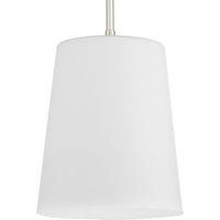 Clarion Collection One-Light Polished Nickel Etched White Transitional Pendant - Dry Location Listed - Model P500429-104