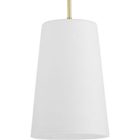 Clarion Collection One-Light Satin Brass Etched White Transitional Pendant - Dry Location Listed - Model P500430-012