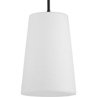 Clarion Collection One-Light Matte Black Etched White Transitional Pendant - Dry Location Listed - Model P500430-31M