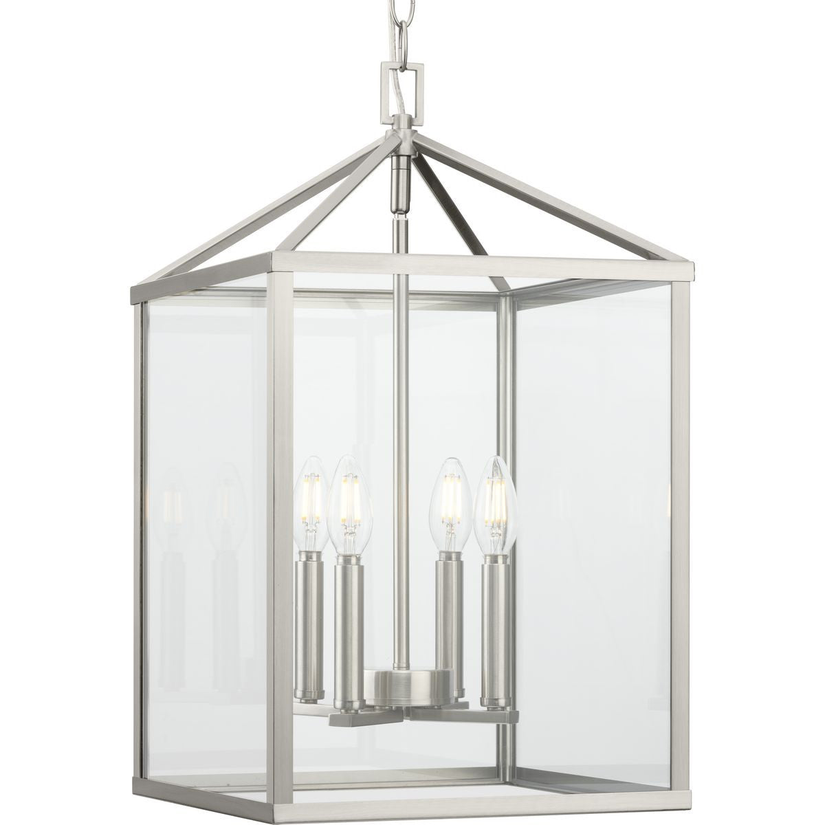 Progress Lighting Hall & Foyer Light - Hilllcrest Collection Four-Light Brushed Nickel Transitional Hall & Foyer Light - Model P500440-009