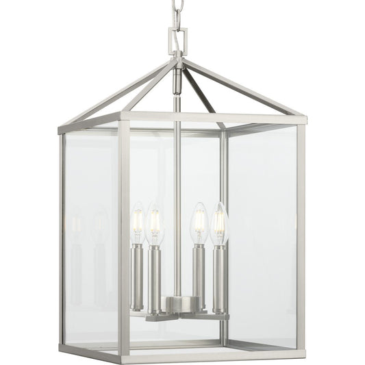Progress Lighting Hall & Foyer Light - Hilllcrest Collection Four-Light Brushed Nickel Transitional Hall & Foyer Light - Model P500440-009