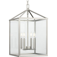 Hilllcrest Collection Four-Light Brushed Nickel Transitional Hall & Foyer Light - Dry Location Listed - Model P500440-009