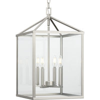 Hilllcrest Collection Four-Light Brushed Nickel Transitional Hall & Foyer Light - Dry Location Listed - Model P500440-009