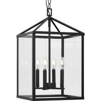 Hilllcrest Collection Four-Light Matte Black Transitional Hall & Foyer Light - Dry Location Listed - Model P500440-31M