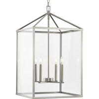 Hilllcrest Collection Four-Light Brushed Nickel Transitional Hall & Foyer Light - Dry Location Listed - Model P500441-009