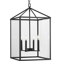 Hilllcrest Collection Four-Light Matte Black Transitional Hall & Foyer Light - Dry Location Listed - Model P500441-31M