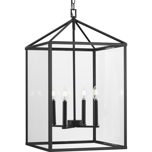 Progress Lighting Hall & Foyer Light - Hilllcrest Collection Four-Light Matte Black Transitional Hall & Foyer Light - Model P500441-31M