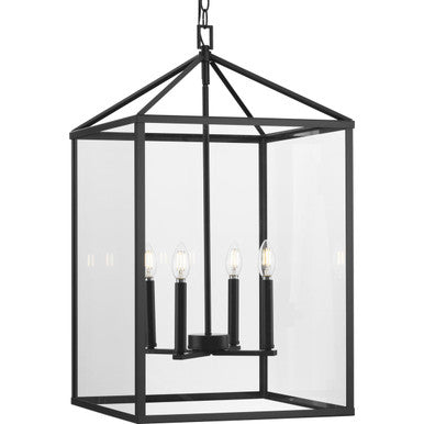 Hilllcrest Collection Four-Light Matte Black Transitional Hall & Foyer Light - Dry Location Listed - Model P500441-31M