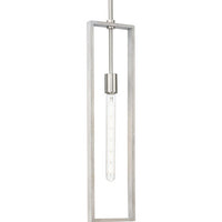 Boundary Collection One-Light Brushed Nickel Grey Washed Oak Modern Pendant - Dry Location Listed