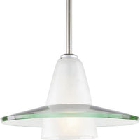 Modern Pendant One-Light Brushed Nickel Clear and Etched Glass Mini-Pendant Light - Dry Location Only