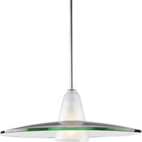 Modern Pendant One-Light Brushed Nickel Clear and Etched Glass Pendant Light - Dry Location Listed